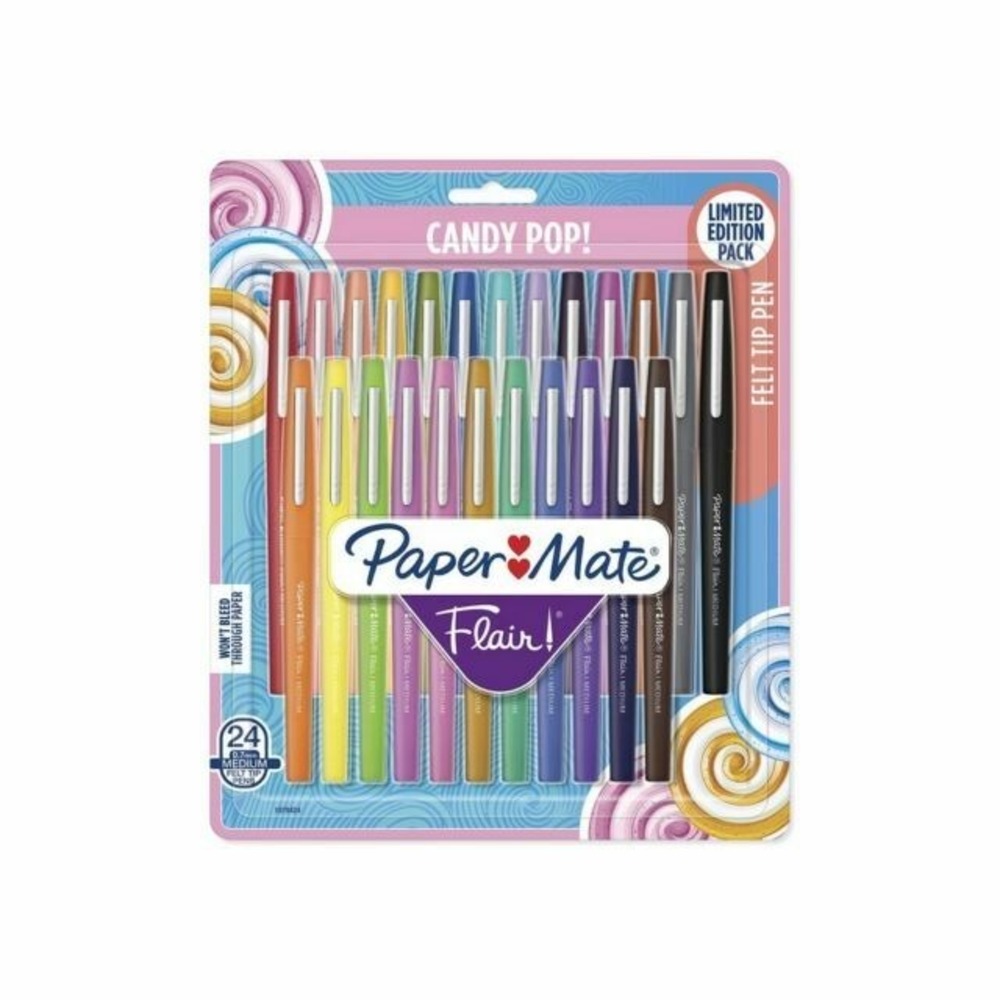 Paper Mate Flair Felt Tip Pens - Pack of 24 Cotton Candy Edition New In Pack